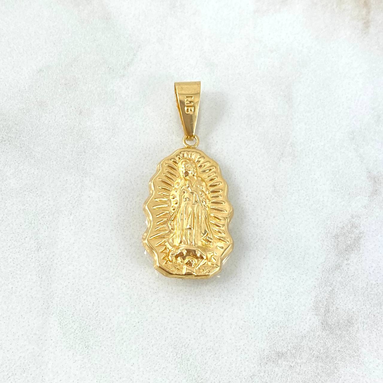 Dije Virgen Guadalupe Silueta 1.7gr / 3.7cm / Troquelada - Cargador Liso Oro Amarillo