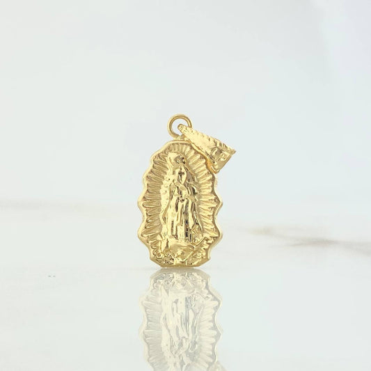 Dije Virgen Guadalupe Silueta 0.65gr / 2.1cm / Troquelada - Cargador Bordeado Oro Amarillo