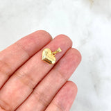 Dije Corazón 0.6gr / 1.6cm / Troquelado - Cargador Bordeado Oro Amarillo