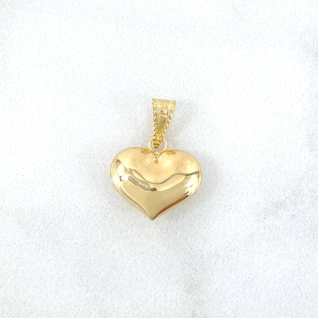 Dije Corazón 0.25gr / 1.2cm / Troquelado - Cargador Bordeado Oro Amarillo 18K *