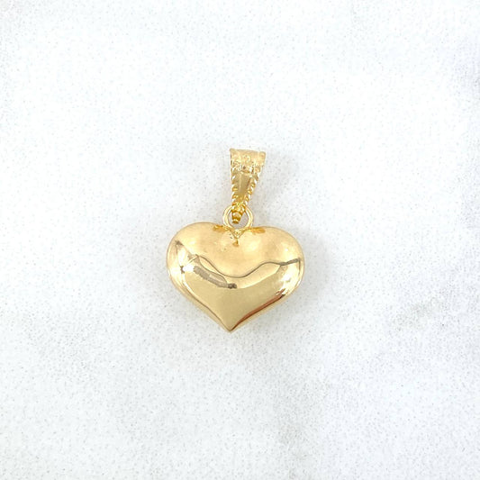 Dije Corazón 0.6gr / 1.6cm / Troquelado - Cargador Bordeado Oro Amarillo