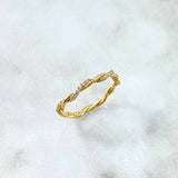 Anillo Trenzado 1.65gr / T6 1/2 / Circones Blancos Oro Amarillo ©