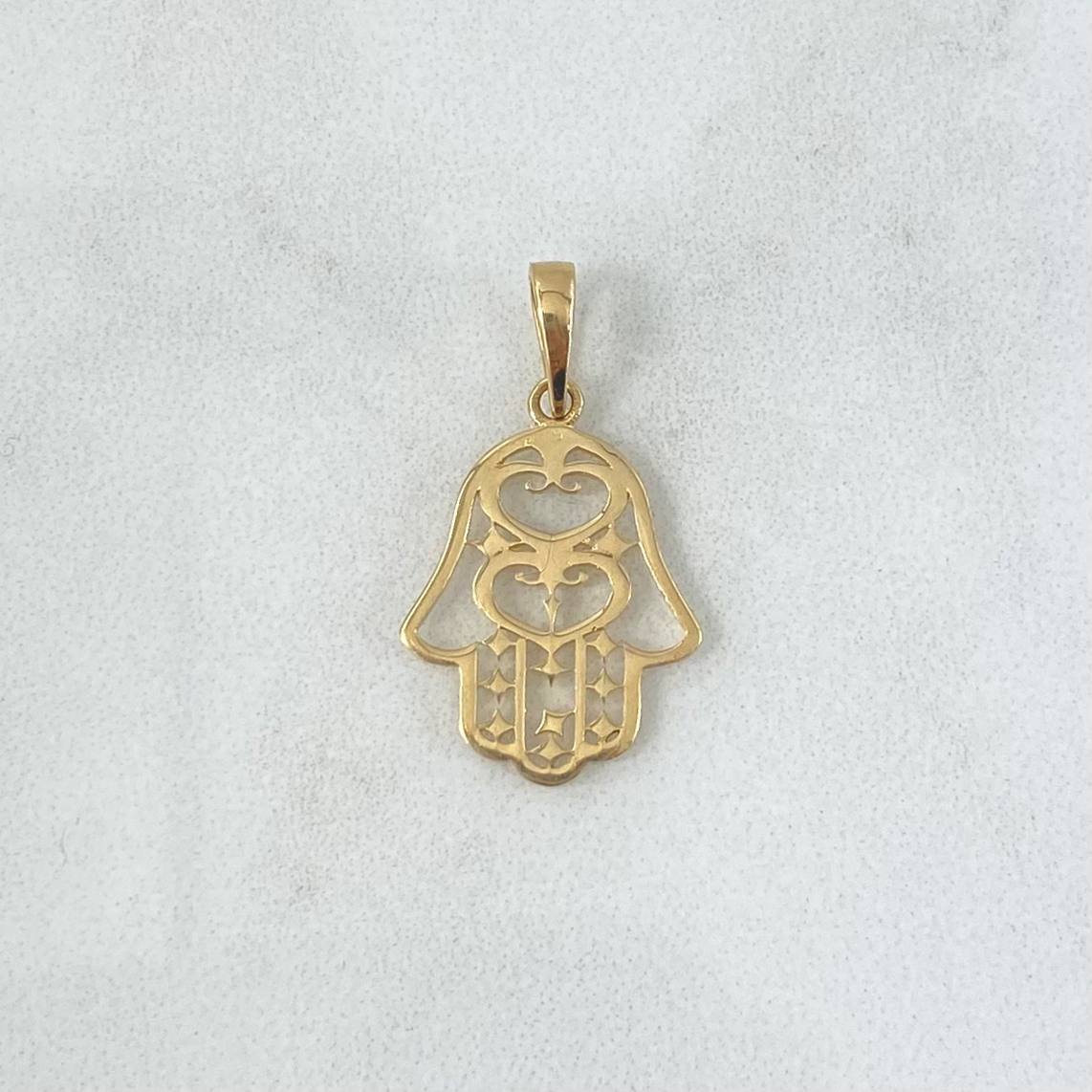 Dije Mano Hamsa Filigrana 1.15gr / 2.5cm / Lisa Oro Amarillo ©