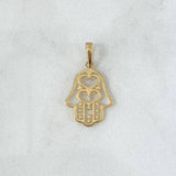 Dije Mano Hamsa Filigrana 1.15gr / 2.5cm / Oro Amarillo