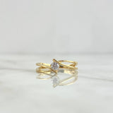 Anillo Solitario Abrazo Doble 2.3gr / T6 1/4 / Circon Blanco Oro Amarillo *