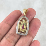 Dije Virgen Guadalupe 3.8gr / 3.4cm / Circones Blancos Fucsias Verdes Dos Oros Amarillo Blanco *