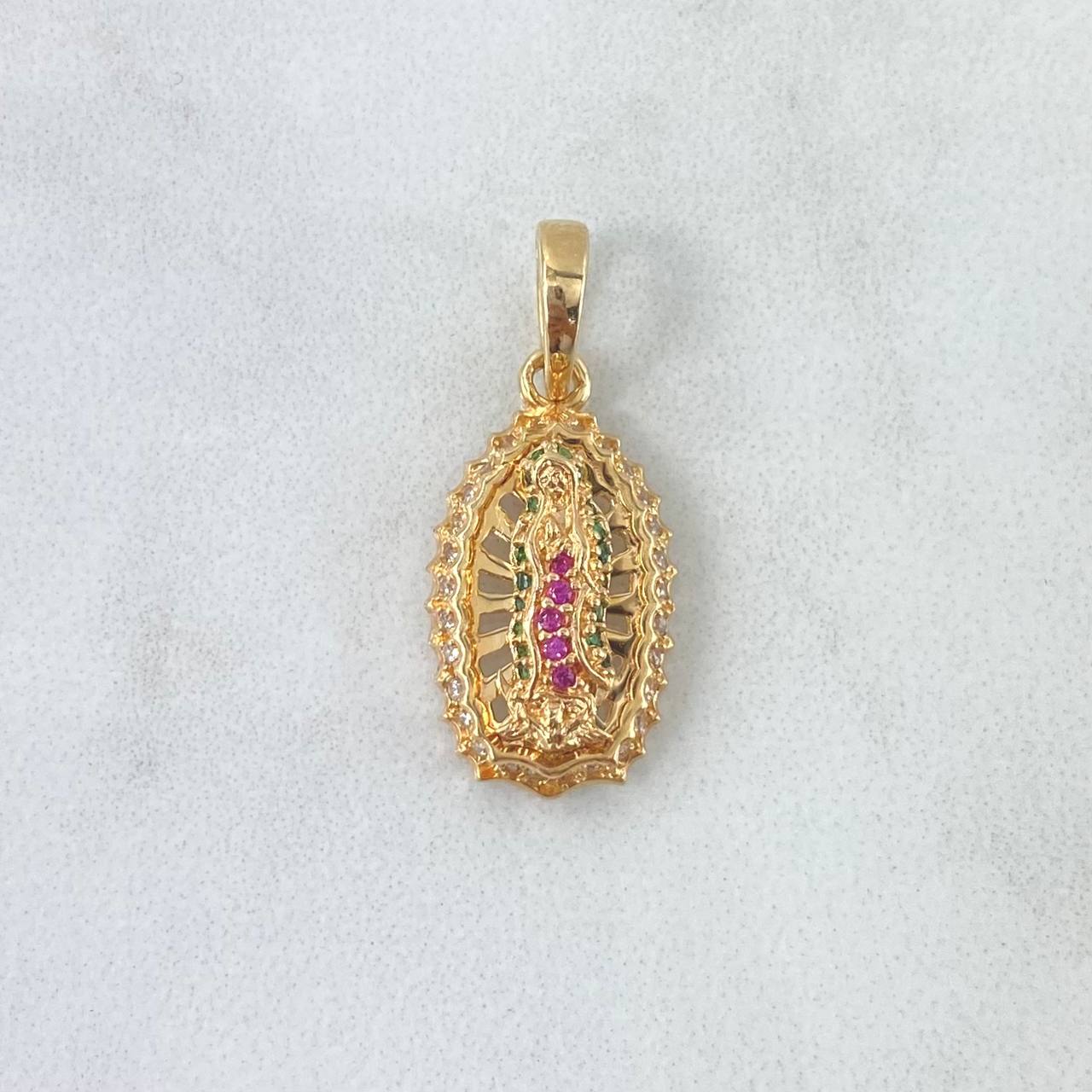 Dije Virgen Guadalupe 2.95gr / 2.5cm / Circones Blancos Fucsias Verdes Oro Amarillo *