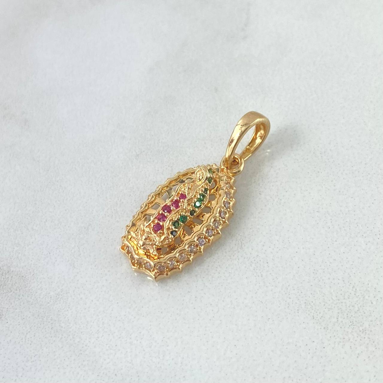 Dije Virgen Guadalupe 2.95gr / 2.5cm / Circones Blancos Fucsias Verdes Oro Amarillo *