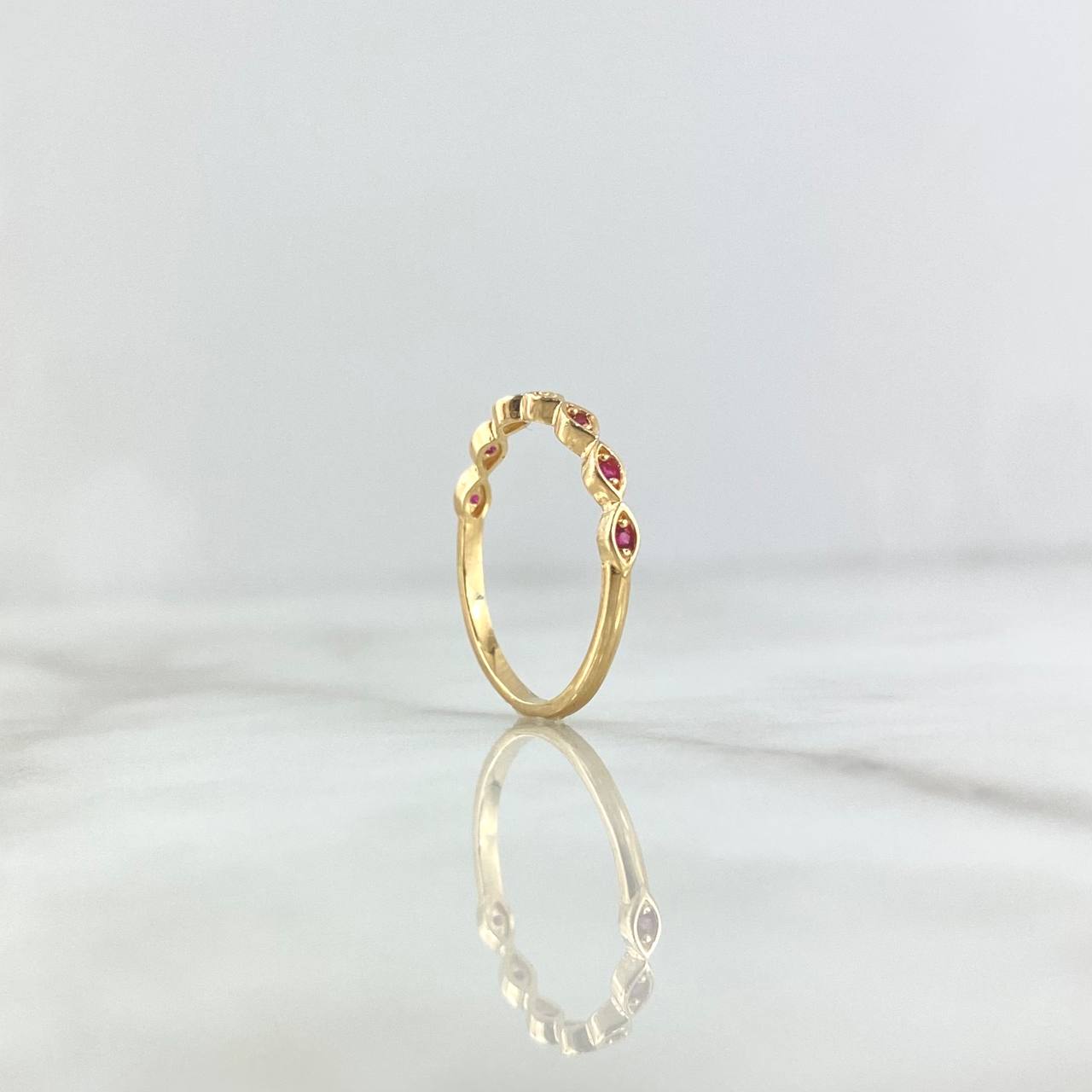 Anillo Ojos Infinitos 1.45gr / T6 / Circones Fucsias Oro Amarillo