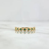 Anillo Olas Entrelazadas 1.35gr / T6 / Circones Verdes Oro Amarillo