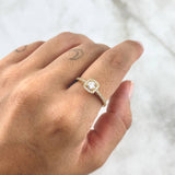 Anillo Solitario Halo Tupido 2gr / T7 1/2 / Circones Blancos Oro Amarillo