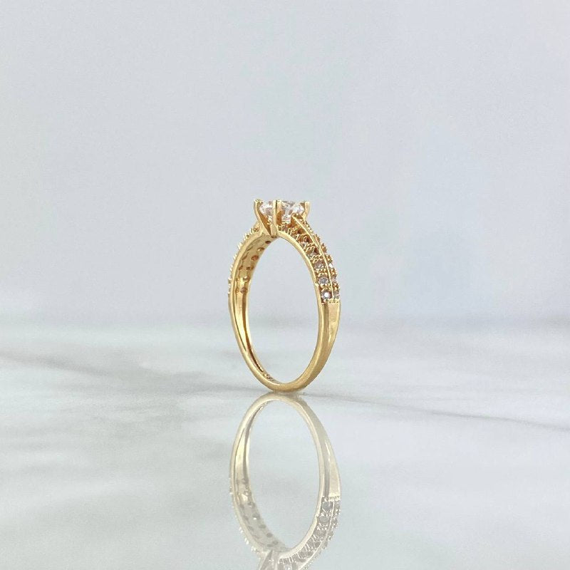 Anillo Solitario Doble Carril 2gr / T5 1/2 / Circones Blancos Oro Amarillo