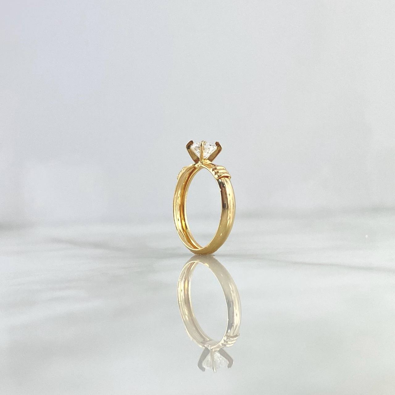 Anillo Solitario Abultado Rayado 1.4gr / T5 1/4 / Circon Blanco Oro Amarillo