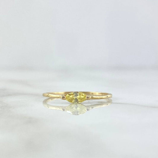 Anillo Solitario Marquesa Horizontal 0.9gr / T6 / Circon Amarillo Oro Amarillo