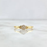 Anillo Solitario Flor Corazones 1.25gr / T6 / Circones Blancos Oro Amarillo