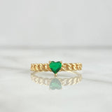 Anillo Solitario Corazón Cubano 1.3gr / T6 1/4 / Circon Verde Oro Amarillo