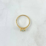 Anillo Solitario Flor Cuatro Petalos 2.4gr / T6 1/2 / Circones Blancos - Celestes Oro Amarillo