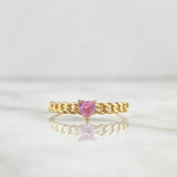 Anillo Solitario Corazón Cubano 1.3gr / T7 3/4 / Circon Rosado Oro Amarillo