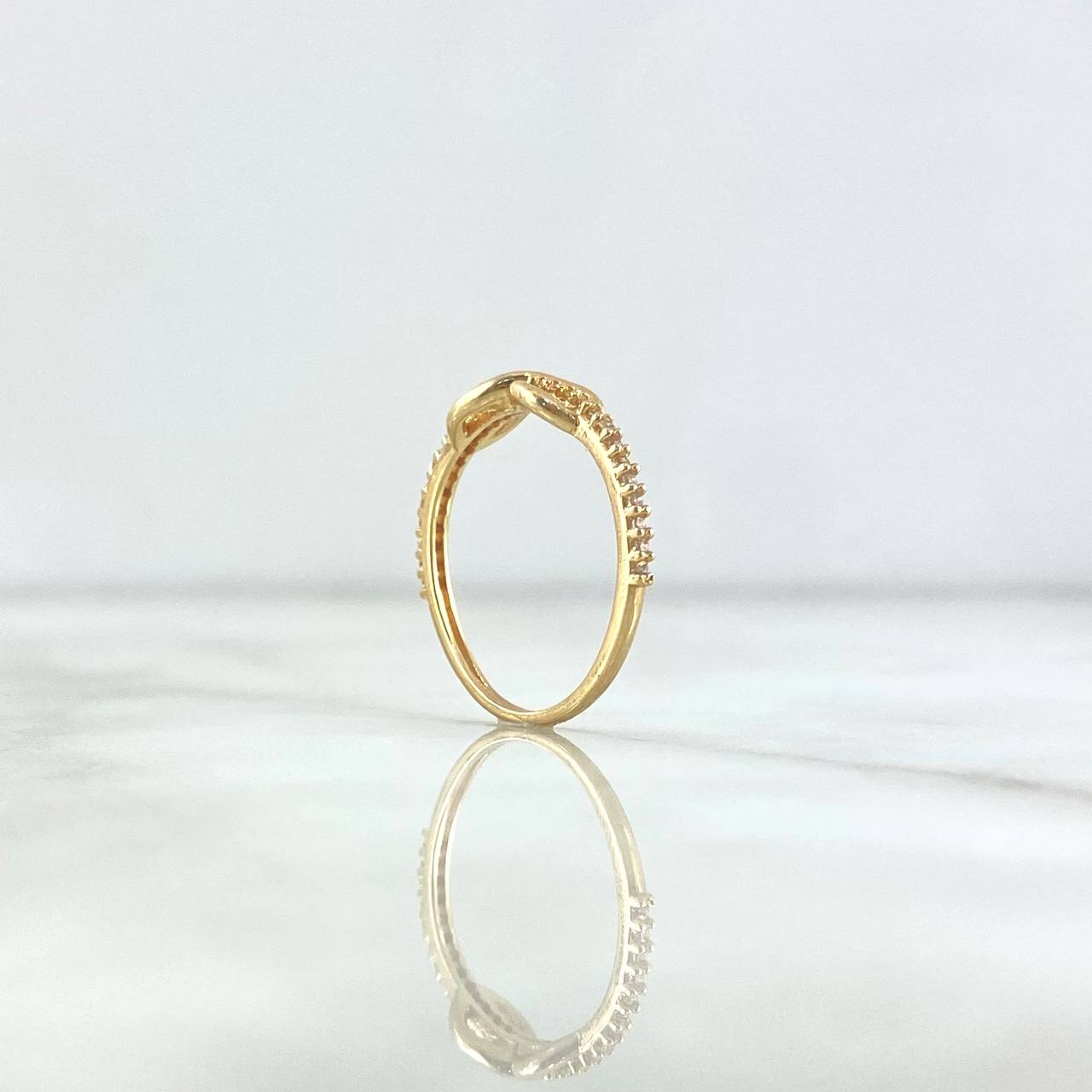 Anillo Infinito Correa 2gr / T7 1/4 / Circones Blancos Oro Amarillo