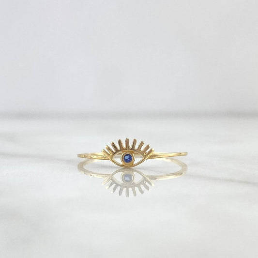 Anillo Ojo Turco 0.75gr / T8 / Circon Azul Oro Amarillo