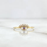 Anillo Ojo Turco 0.7gr / T6 1/2 / Circon Lila Oro Amarillo