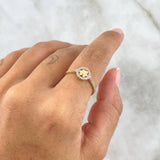 Anillo Sello Huella 2.15gr / T7 1/4 / Circones Blancos Oro Amarillo