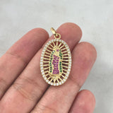 Dije Virgen Guadalupe 4.25gr / 3.5cm / Circones Blancos Fucsias Verdes Oro Amarillo ©