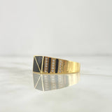 Anillo Cuadro Dividido 3.95gr / T10 / Resina Negra Circones Blancos Oro Amarillo 18K *