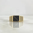 Anillo Cuadro Dividido 3.95gr / T10 / Resina Negra Circones Blancos Oro Amarillo 18K *