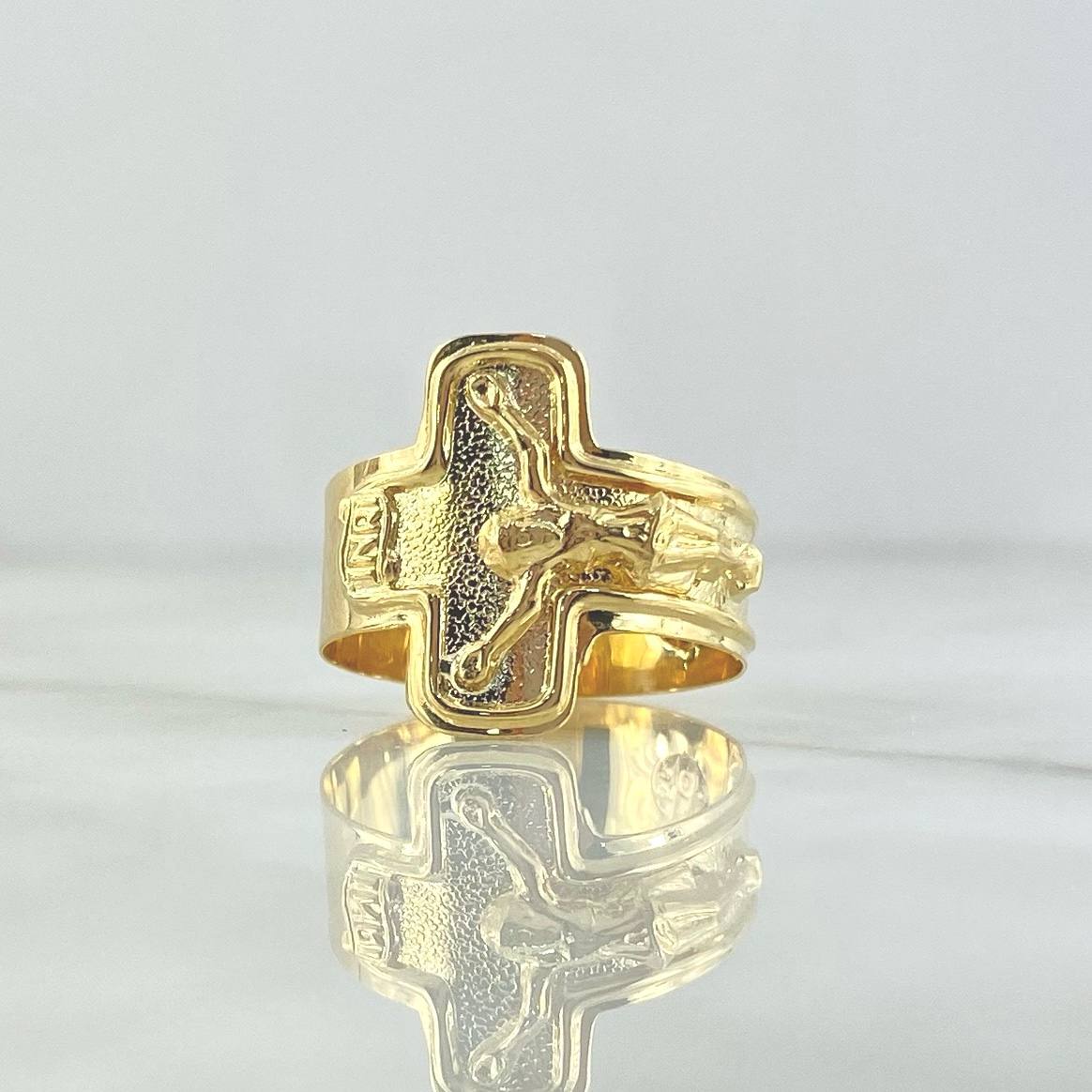 Anillo Cruz Cristo 2.8gr / T10 / Texturizado Oro Amarillo ©