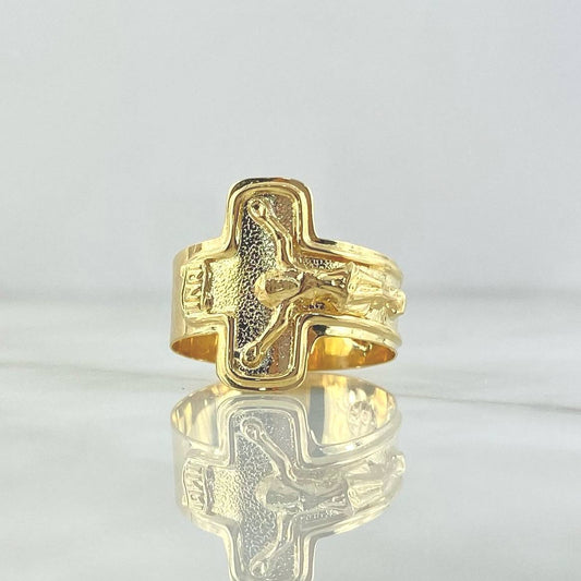 Anillo Cruz Cristo 2.65gr / T9 1/2 / Texturizado Oro Amarillo 18K