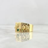 Anillo Sello Palmera 4.15gr / T11 1/4 / Circon Verde Oro Amarillo 18K