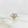 Anillo Quinces Corazón 2.3gr / T7 1/4 / Circones Blancos Y Rosas Dos Oros Amarillo Blanco