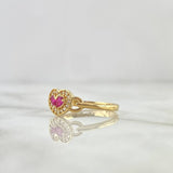 Anillo Solitario Corazón 1.95gr / T6 3/4 / Circones Fucsias Y Blancos Oro Amarillo