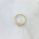 Anillo Solitario Corazón 1.95gr / T6 3/4 / Circones Fucsias Y Blancos Oro Amarillo