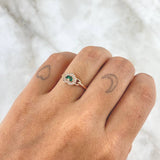 Anillo Solitario Corazón 2gr / T7 / Circones Verdes Y Blancos Oro Rosa