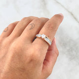 Anillo Solitario Argolla Doble 6.6gr / T7 1/2 / Circones Blancos Dos Oros Blanco Rosa