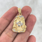 Dije Rostro Jesús 5.4gr / 3.4cm / Circones Blancos Dos Oros Amarillo Blanco