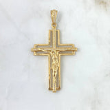 Dije Cruz Cristo Silueta 12.85gr / 7.2cm / Circones Blancos Oro Amarillo