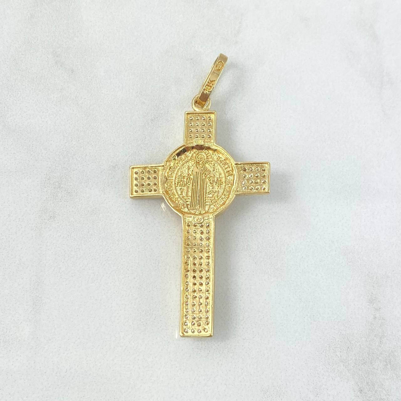 Dije Cruz Cristo 6.8gr / 5.5cm / San Benito Circones Blancos Oro Amarillo