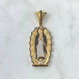 Dije Virgen Guadalupe Silueta 28.15gr / 6.5cm / Circones Blancos Y Negros Oro Amarillo