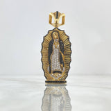 Dije Virgen Guadalupe Silueta 28.15gr / 6.5cm / Circones Blancos Y Negros Oro Amarillo