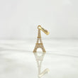 Dije Torre Eiffel 1.1gr / 2.2cm / Circones Blancos Oro Amarillo