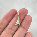 Dije Torre Eiffel 1.1gr / 2.2cm / Circones Blancos Oro Amarillo