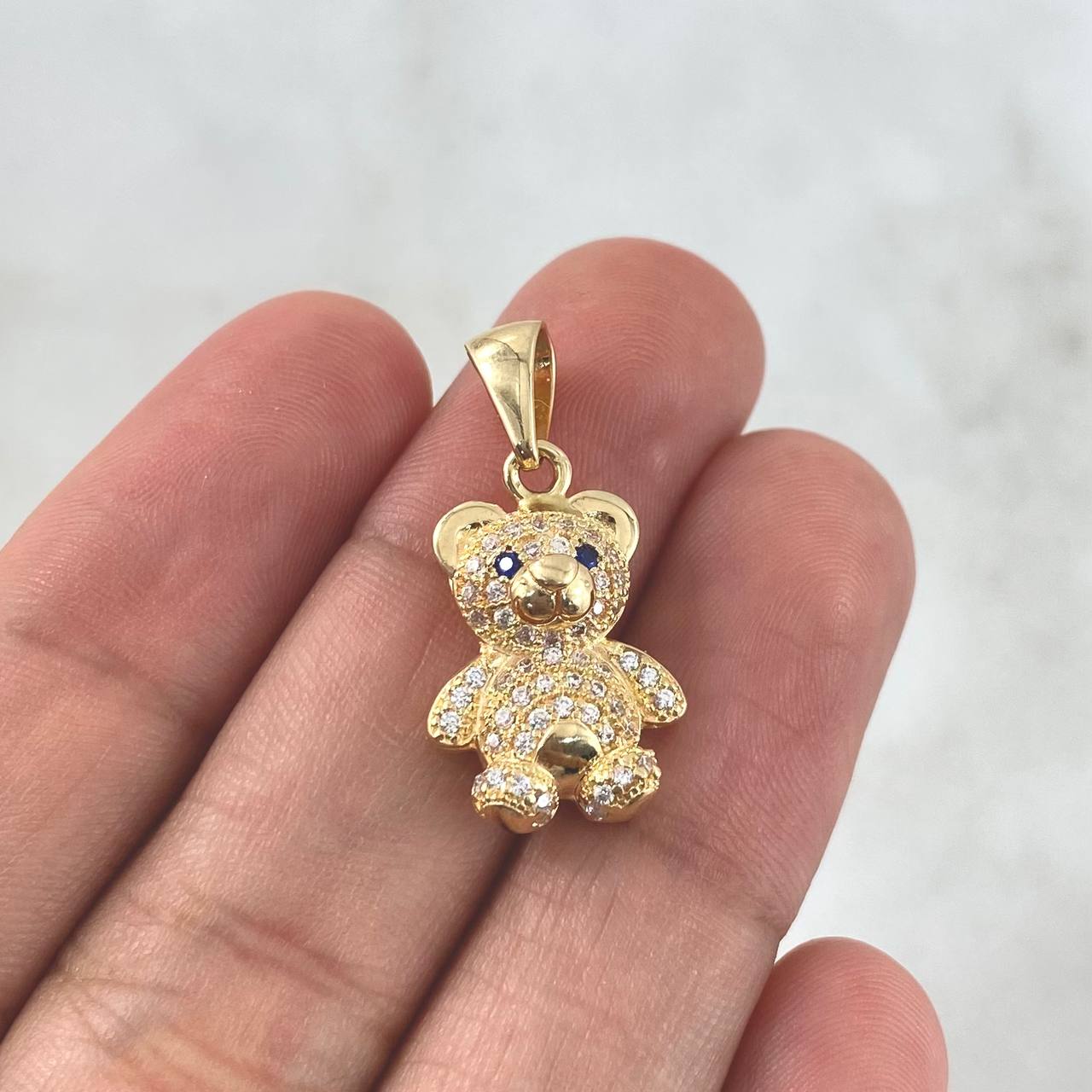 Dije Oso 3.4gr / 2.6cm / Circones Blancos Y Azules Oro Amarillo *