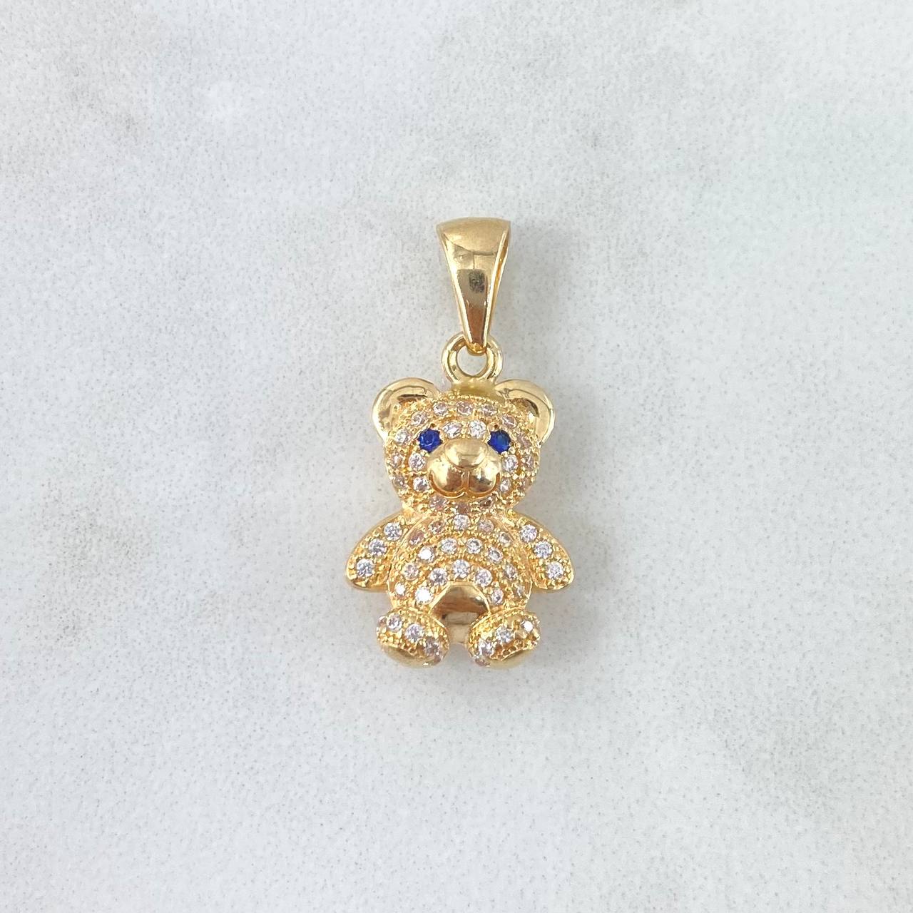 Dije Oso 3.4gr / 2.6cm / Circones Blancos Y Azules Oro Amarillo *