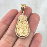 Dije Virgen DeL Carmen Mate 10.25gr / 4cm / Circones Blancos Oro Amarillo *