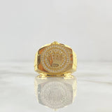 Anillo Sello Corona RX 10.9gr / T11 1/2 / Circones Blancos Oro Amarillo ©