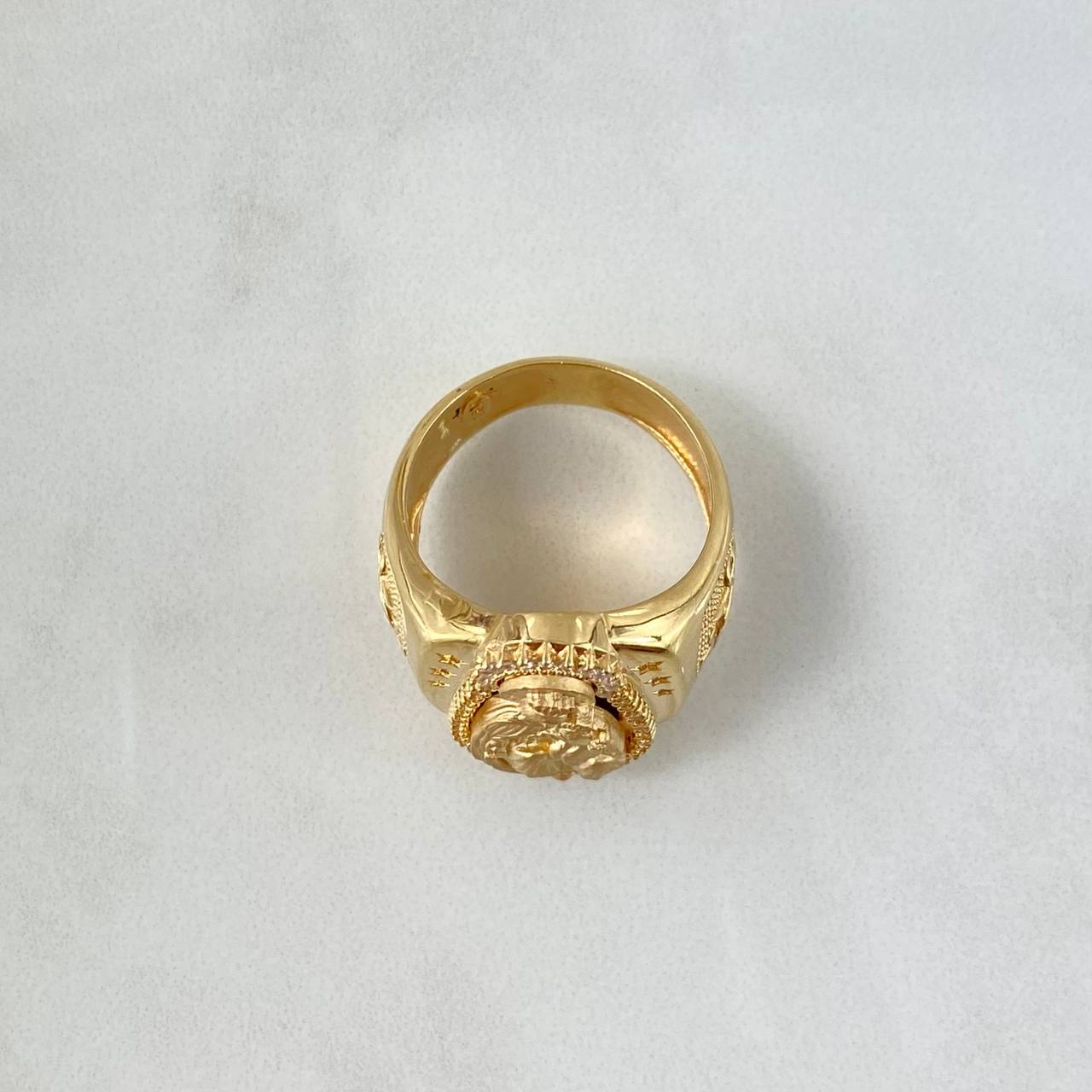 Anillo Virgen Del Carmen 13.45gr / T8 1/4 / Mate - Circones Blancos Oro Amarillo 18K ©