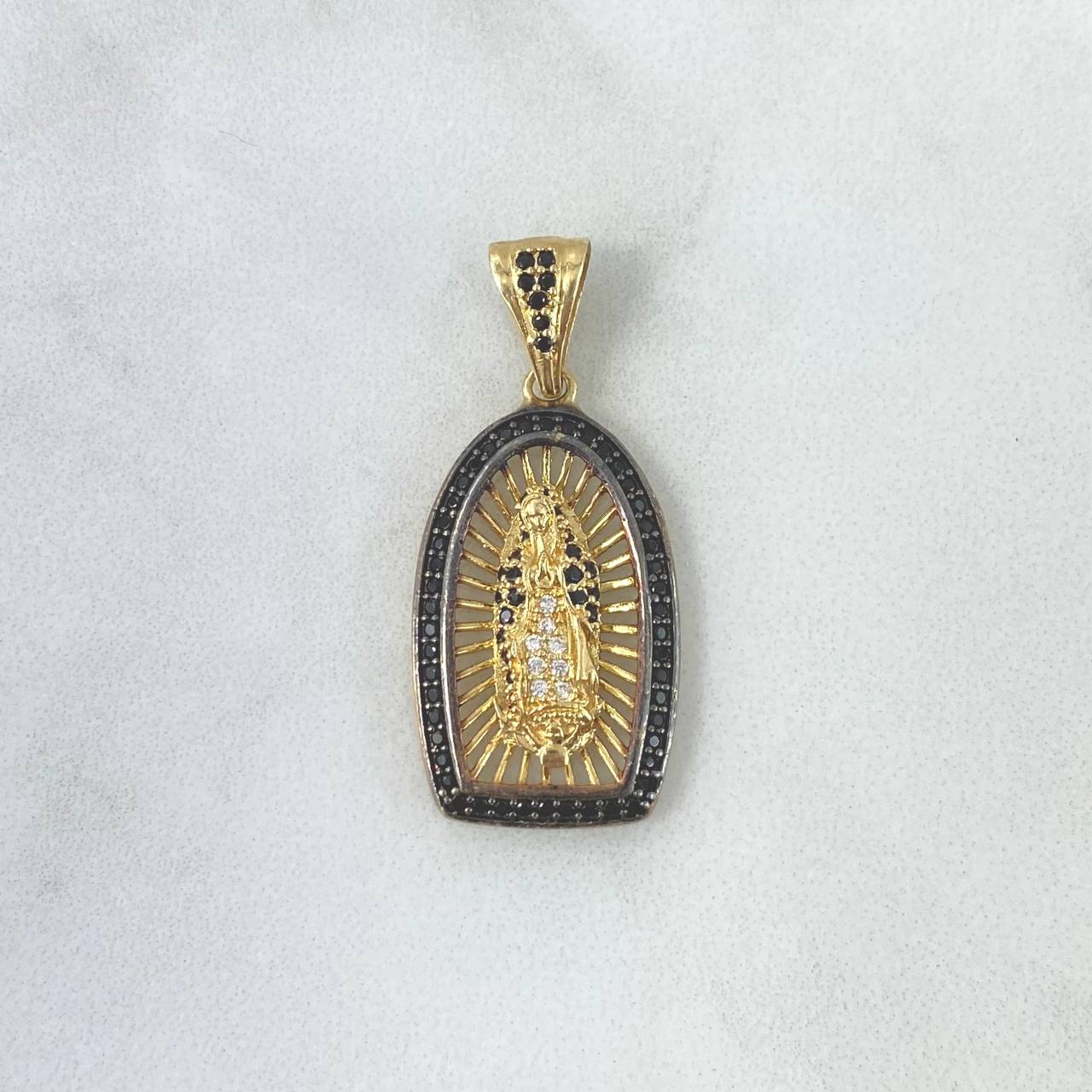 Dije Virgen Guadalupe Marco 3.7gr / 3.2cm / Circones Blancos - Negros Oro Amarillo